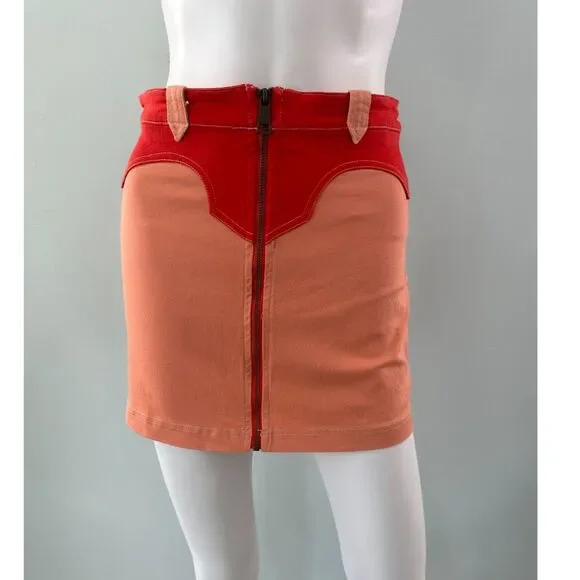 NWT Urban Outfitters BDG Cody Mini Denim Western Skirt in Pink Combo size S - Picture 1 of 5